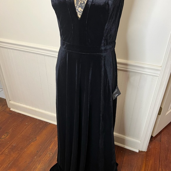 Lulus black velvet sleeveless maxi dress size L - Picture 8 of 11